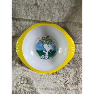 Snoopy Trudeau Feeding Bowl for Kids Yellow Rim 500‎ ml / 16 oz Cute Design
